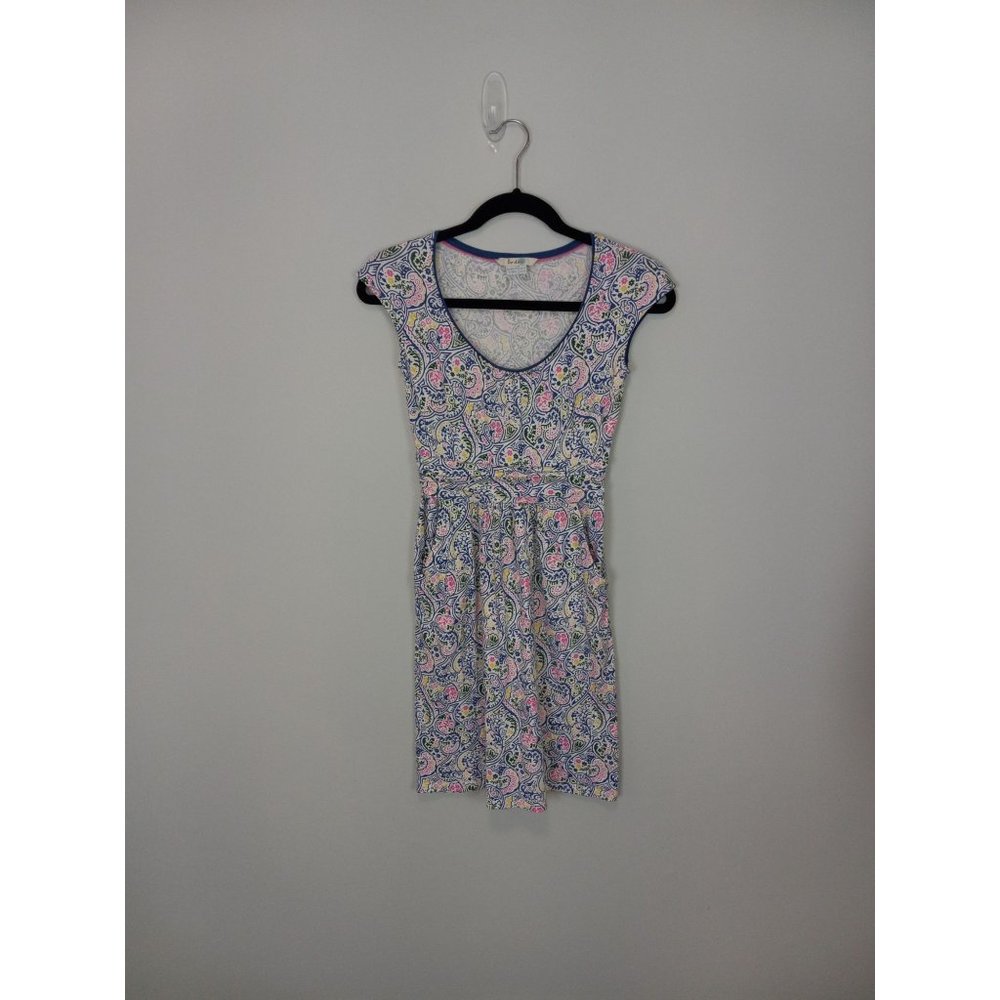 Boden Margot Jersey Scoop Neck Paisley A-Line Mini Dress Blue Size 2P
